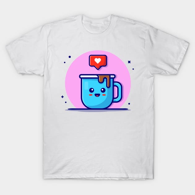 Cute Coffee With Love Sign Cartoon Vector Icon Illustration T-Shirt by Catalyst Labs